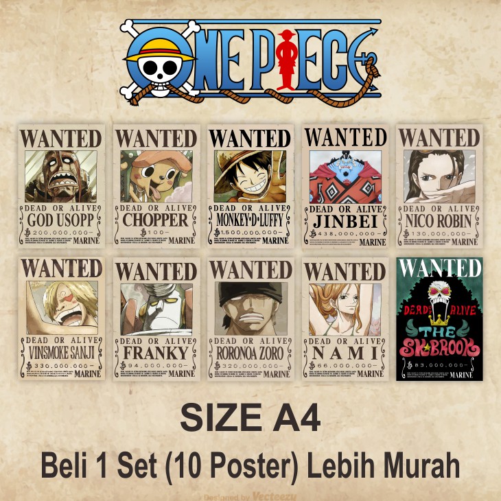 Poster Wanted One Piece Mugiwara (1set poster)-Mugiwara