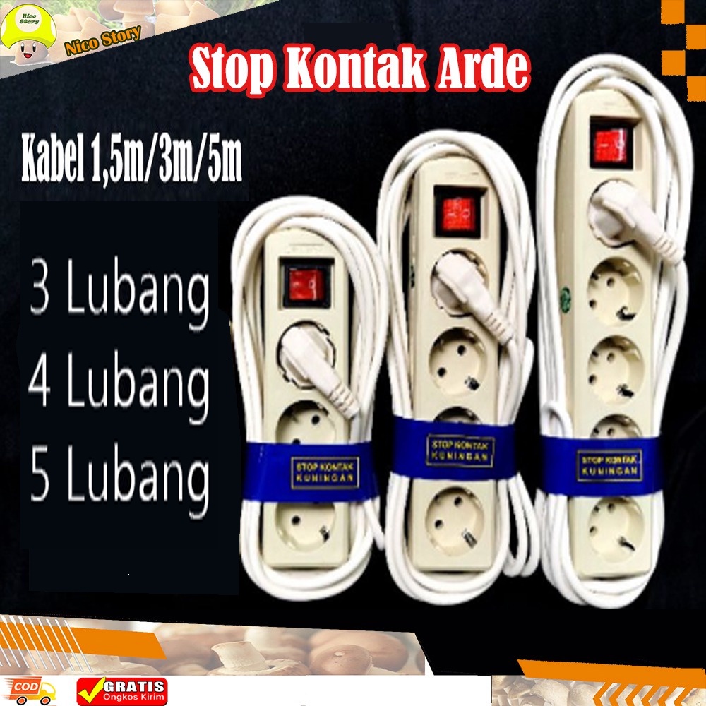 (NCS) Stop Kontak Arde 3 / 4 / 5 Lubang 1,5  3 M Sunfree  Perpanjangan Kabel Olor Listrik Charger T