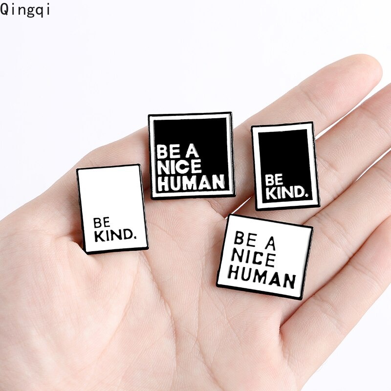 Bros Pin Enamel Desain Kutipan Be Kind Nice Man Warna Hitam Putih Untuk Hadiah Teman