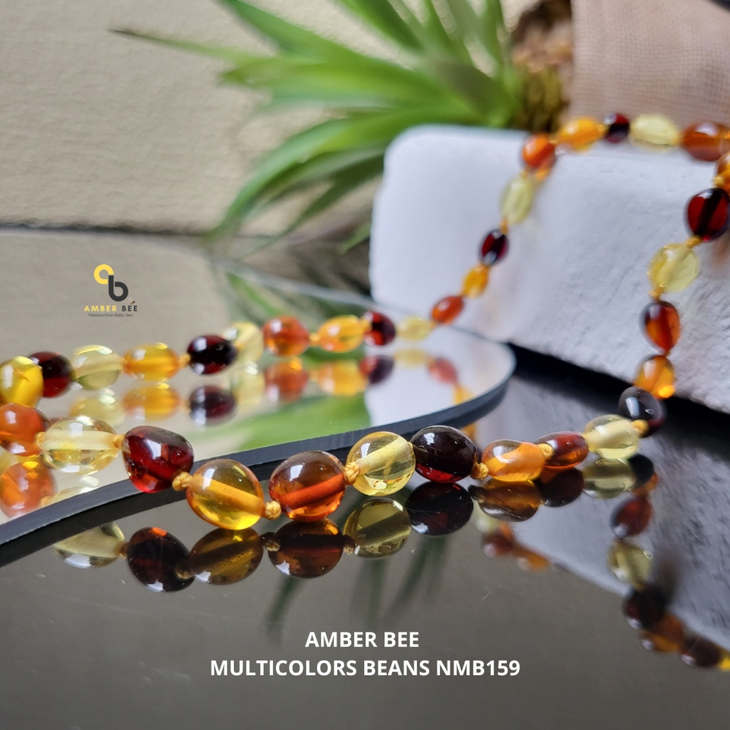 Kalung Amber Bayi Premium Glossy Multicolor Beans NMB159 By Amber Bee