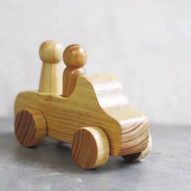Lettering and Life Wooden Car