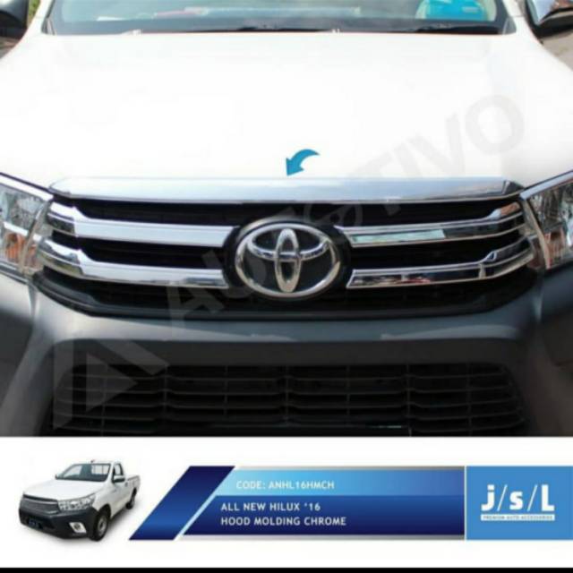 List kap mesin Toyota all new Hilux/ hood molding Chrome &amp; Hitam   jsl