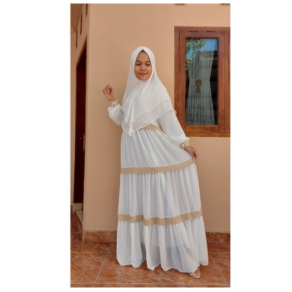 (NAYS/TANPA KERUDUNG) GAMIS CERUTY 3 SUSUN POLOS PREMIUM