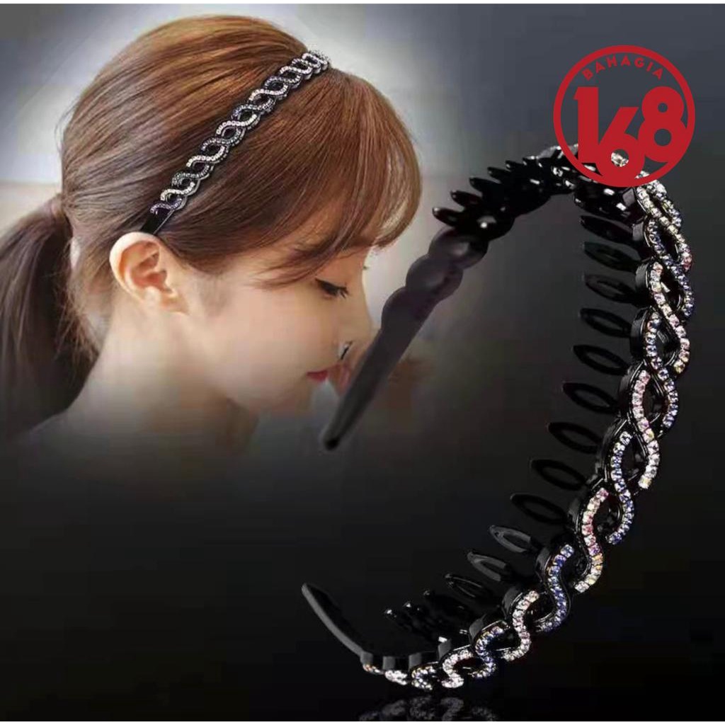 Bando Sirkam Doff untuk Pria Wanita Model Korea Bandana Zigzag Matte Comb Headband