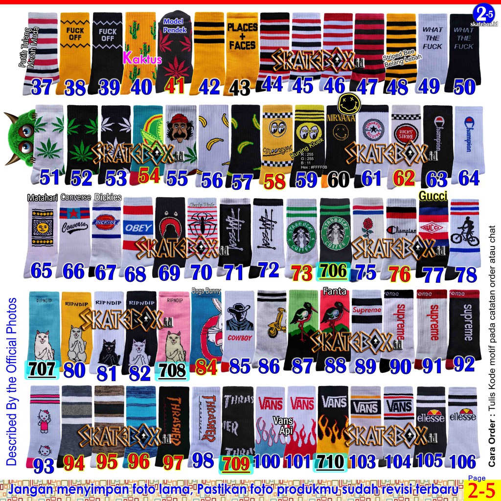 SKATEBOX PREMIUM SESUAI PILIHAN Kaos Kaki Old School Motif Sneakers Terbaik Skate Indie Tribal-2