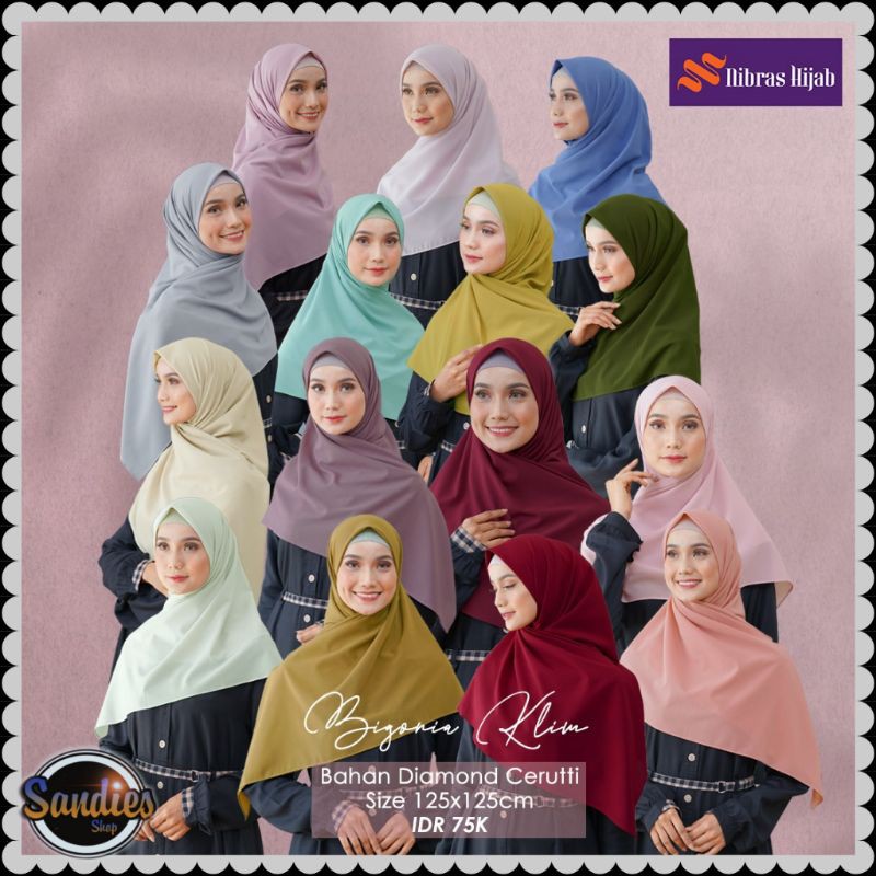 Hijab Bigonia Nibras, Hijab Segi Empat Nibras, Hijab Segi empat Diamond, Kerudung Nibras, Jilbab