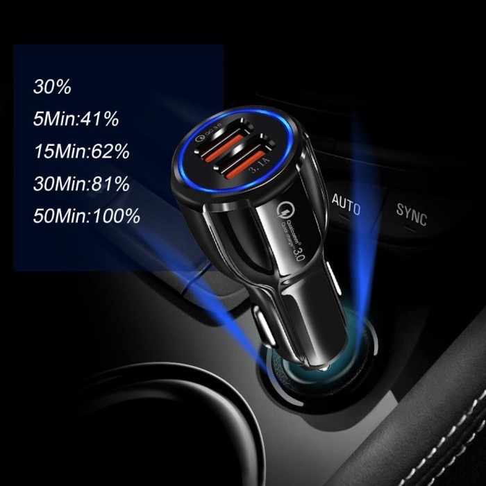 Car Charger Colokan Charger Mobil 2 Ports 3.1A 12V-24V Output