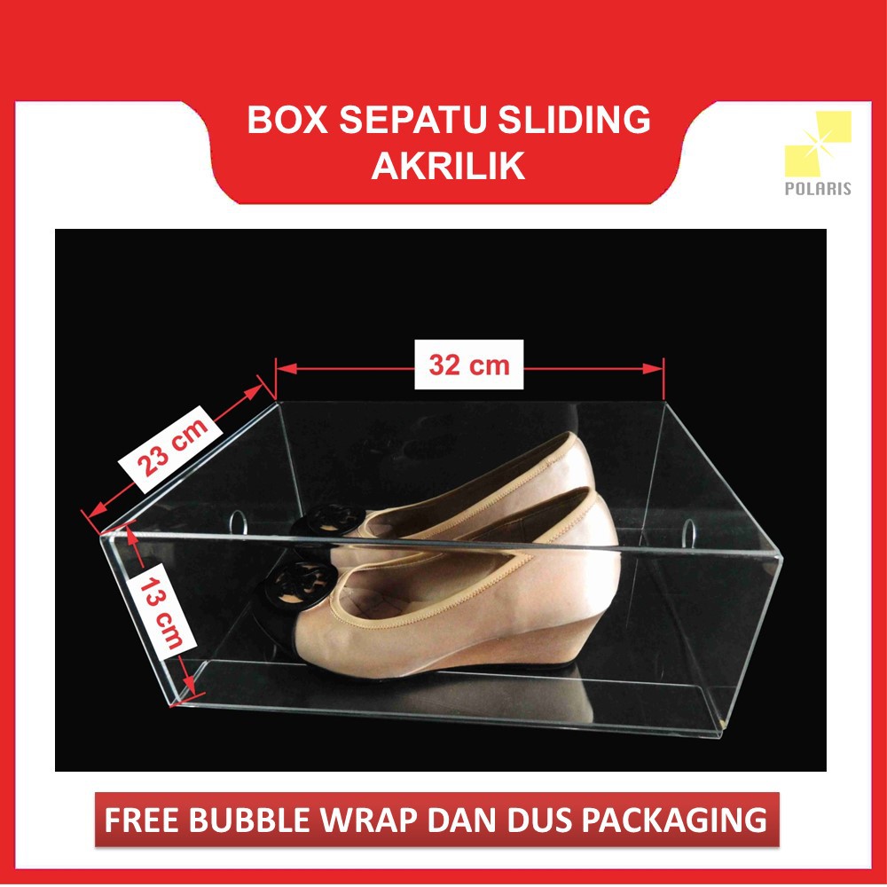 BOX SEPATU AKRILIK SLIDING / KOTAK SEPATU ACRYLIC / SHOES CASE ACRYLIC