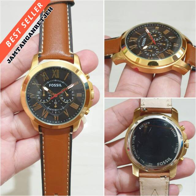 JAM TANGAN PRIA FOSSIL CHRONO ROSEGOLD BLACK DIAL