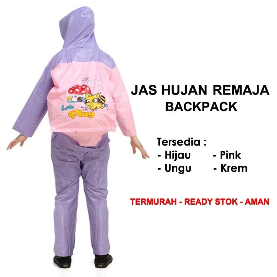 Jas Hujan Anak Remaja Stelan Setelan Elmondo Backpack Tas 606 TERMURAH jaket celana cakep