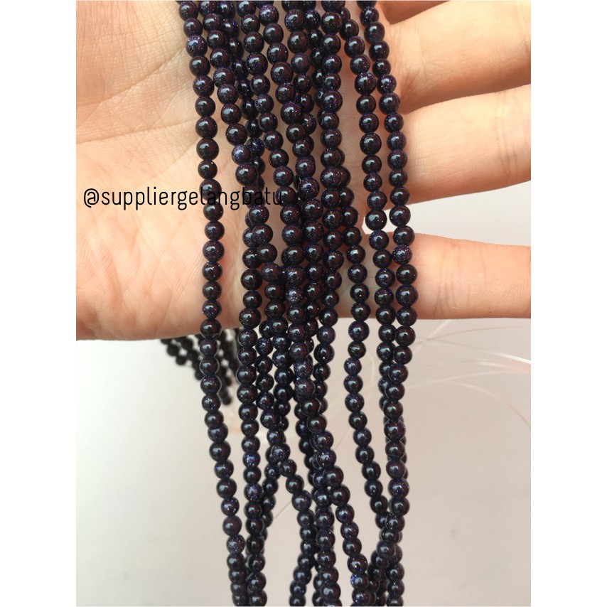 material blue gold sand stone batu pasir emas biru aksesoris manik 4mm pria wanita fashionable craft