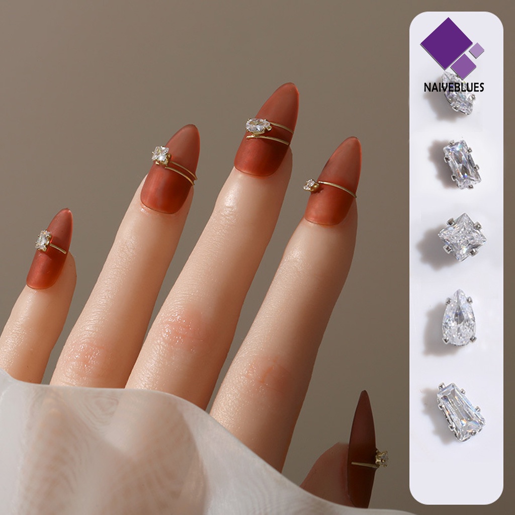 Naiveblue &gt; 1 Kantong Berlian Imitasi Bentuk Asimetris 3D Untuk Dekorasi Nail Art