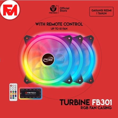 FANTECH FB301 TURBINE (3 FAN + REMOTE) Fan Casing RGB 12cm | GARANSI RESMI | FANCY_MAKASSAR