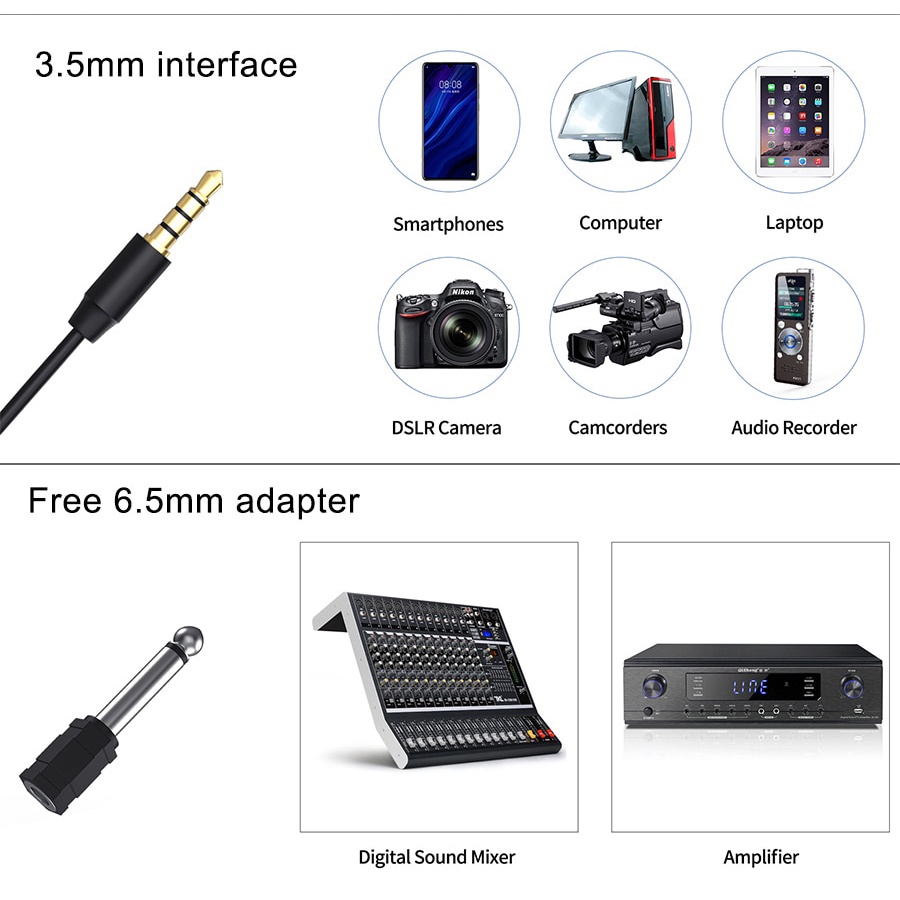 MAMEN Professional Lavalier Microphone Clip Portable 3.5mm - KM-D1 - Black