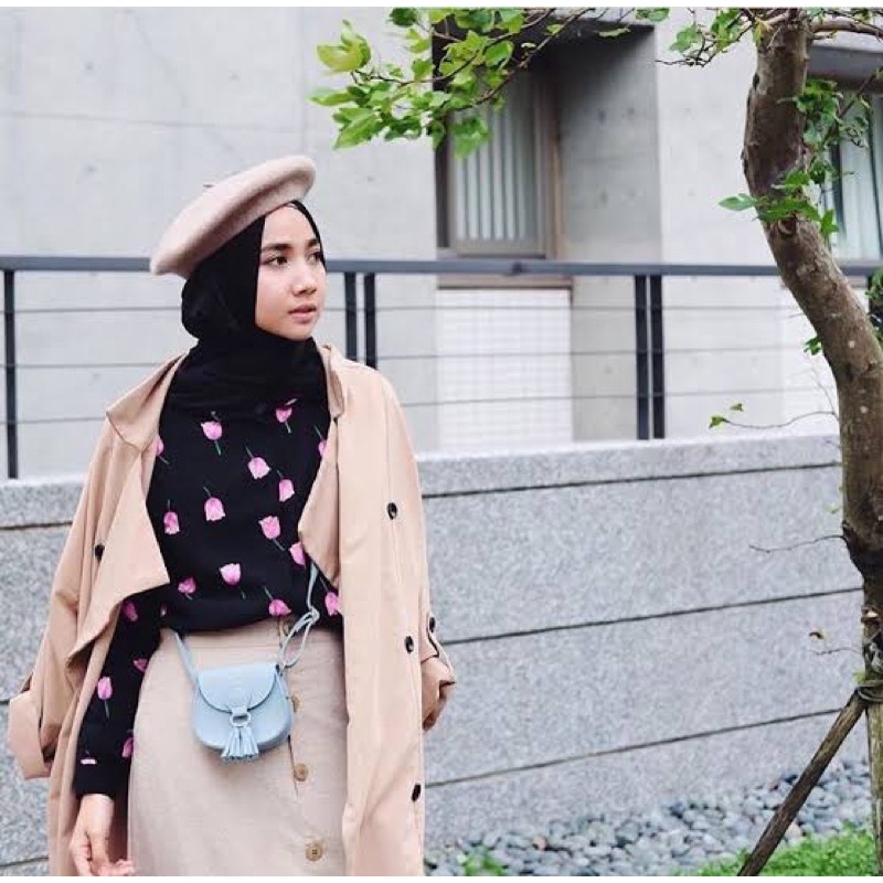 TOPI BARET SELEBGRAM VIRAL topi kupluk hijab fashion
