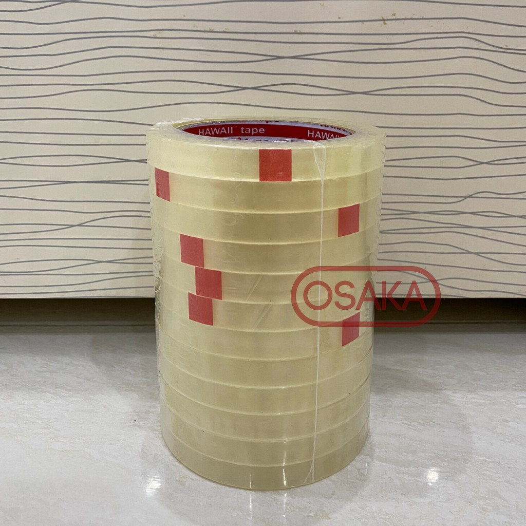 

Isolasi / Selotip / Lakban Hawaii Bening 12mm / 1/2 inch x 72 yard