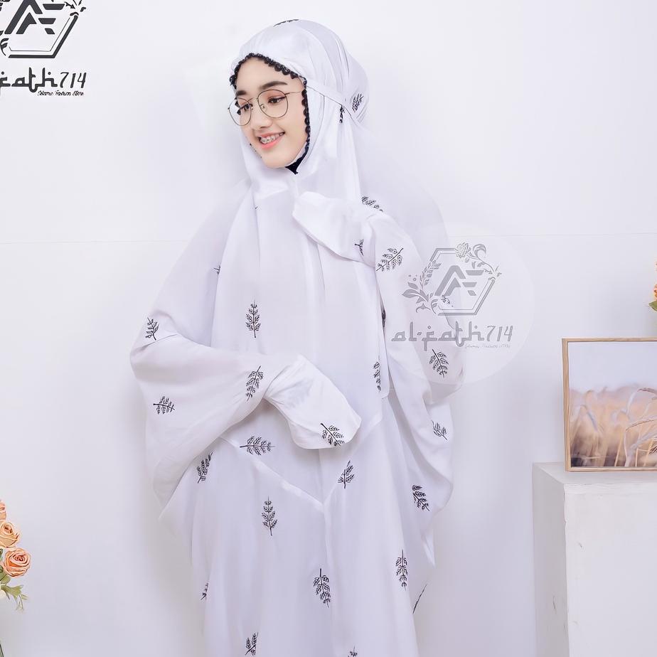 TERLARIS Mukena Terusan Dewasa Putih Mukenah Lajuran Bordir Mukena Langsungan Jumbo terbaru 2021