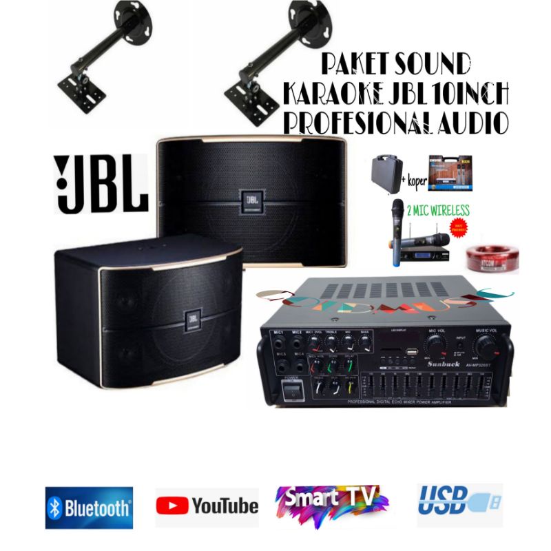 PAKET SOUND SPEAKER KARAOKE JBL PASION 10 INCH ORIGINAL AMPLI USB BLUETOOTH MIC WIRELESS
