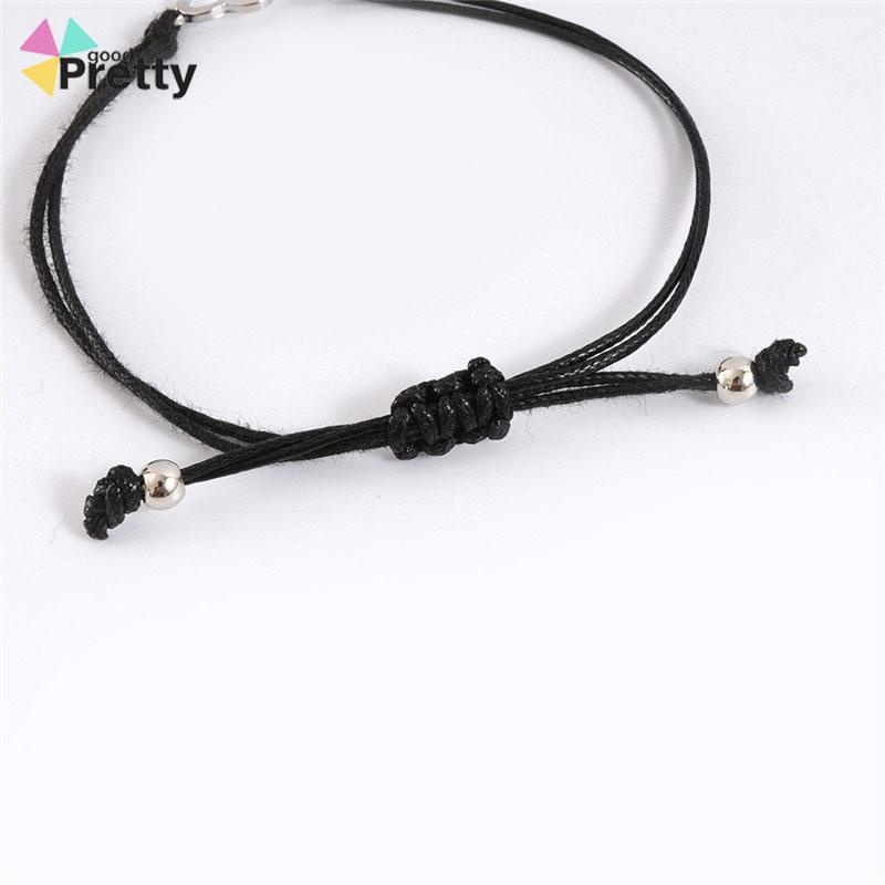 2 Pcs Fashion Ganda Bentuk Hati Gelang Adjustable Tenun Wanita Pria Gelang Pasangan Hadiah Perhiasan Aksesoris - PD