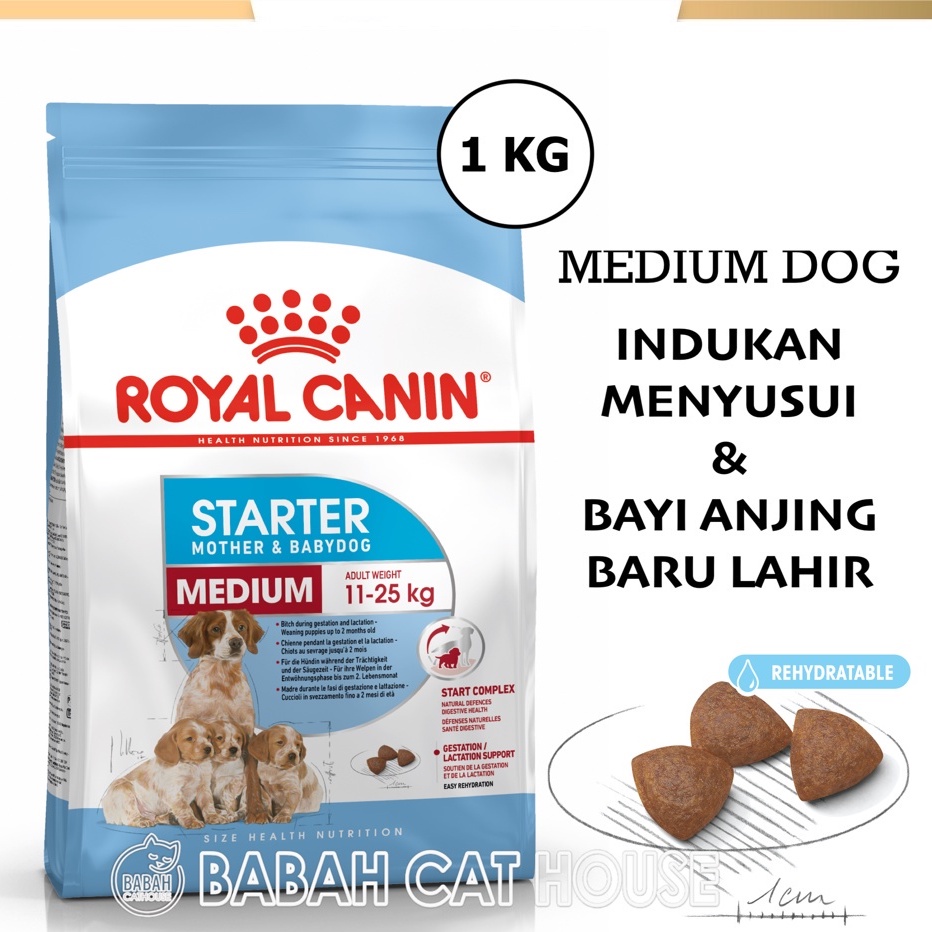 ROYAL CANIN MEDIUM STARTER MOTHER & BABY DOG 1KG Food Rc Bayi Anjing Makanan Kering Dry Royalcanin B