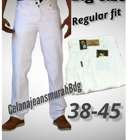 Recomended BIG SIZE CELANA JEANS PRIA REGULAR FIT JUMBO PUTIH 45 / JEANS PRIA JUMBO PUTIH 45