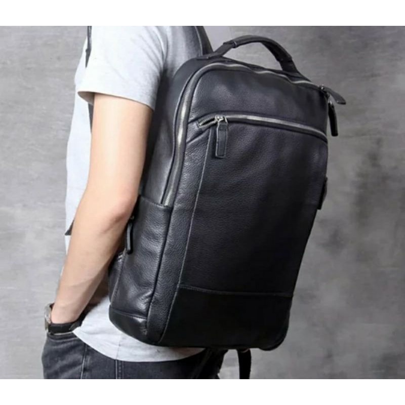Tas Ransel Kulit Pria - Tas Backpack Pria Sederhana Kulit Sapi Asli
