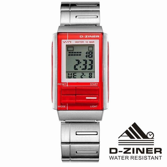 Jam Tangan Wanita / Cewek D-Ziner Z1000 Original Rantai Silver Red