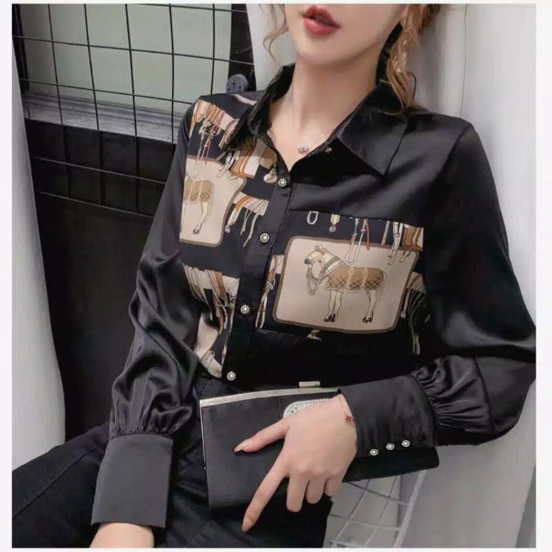 kemeja import loly three m  kekinian cute,kemeja import bredid