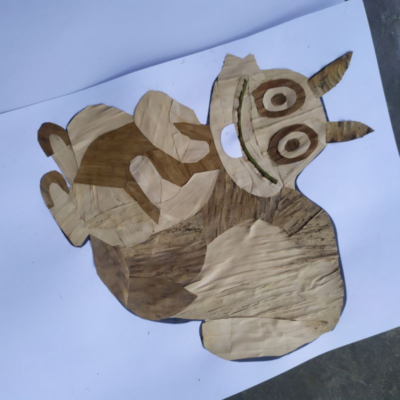 Kolase Daun kering (daun pisang) kolase hewan mozaik daun