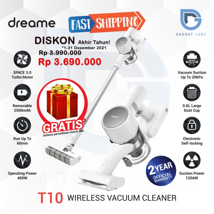 DREAME T10 HANDHELD VACUUM CLEANER 20KPA CORDLESS PENYEDOT DEBU