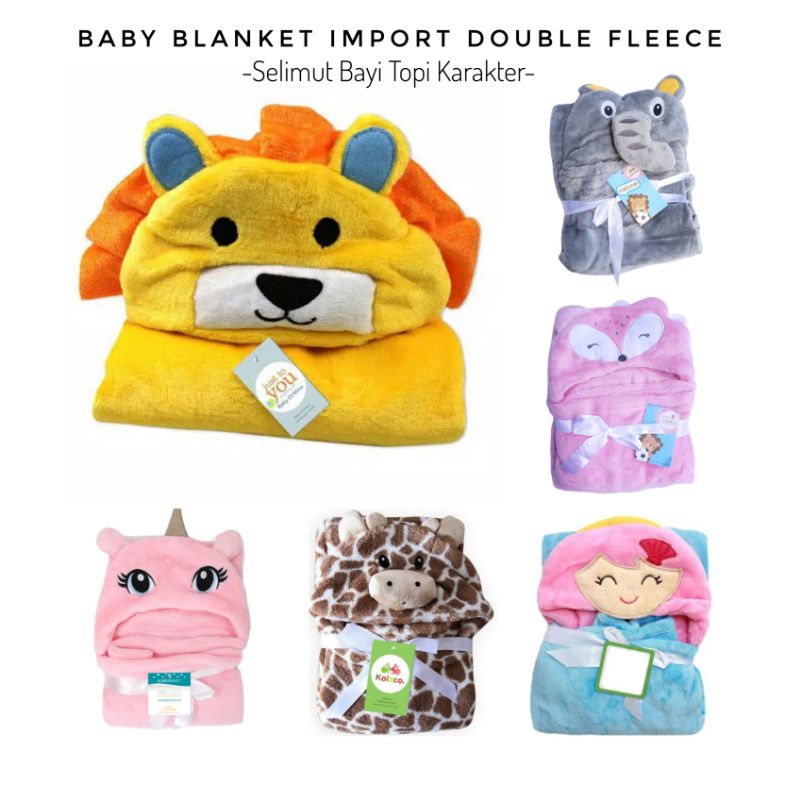 Selimut Bayi Lembut Import | Carter's / Just One You / Kolaco Selimut Bayi Topi Karakter