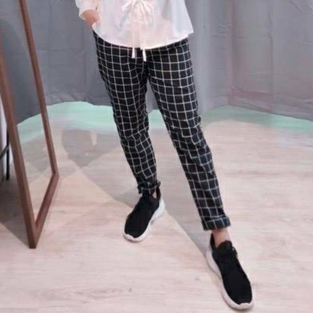 BAGGY KOTAK CELANA KOTAK WANITA KATUN STREACH ZARA BAGGY KOTAK CELANA KOTAK WANITA KATUN STREACH ZARA