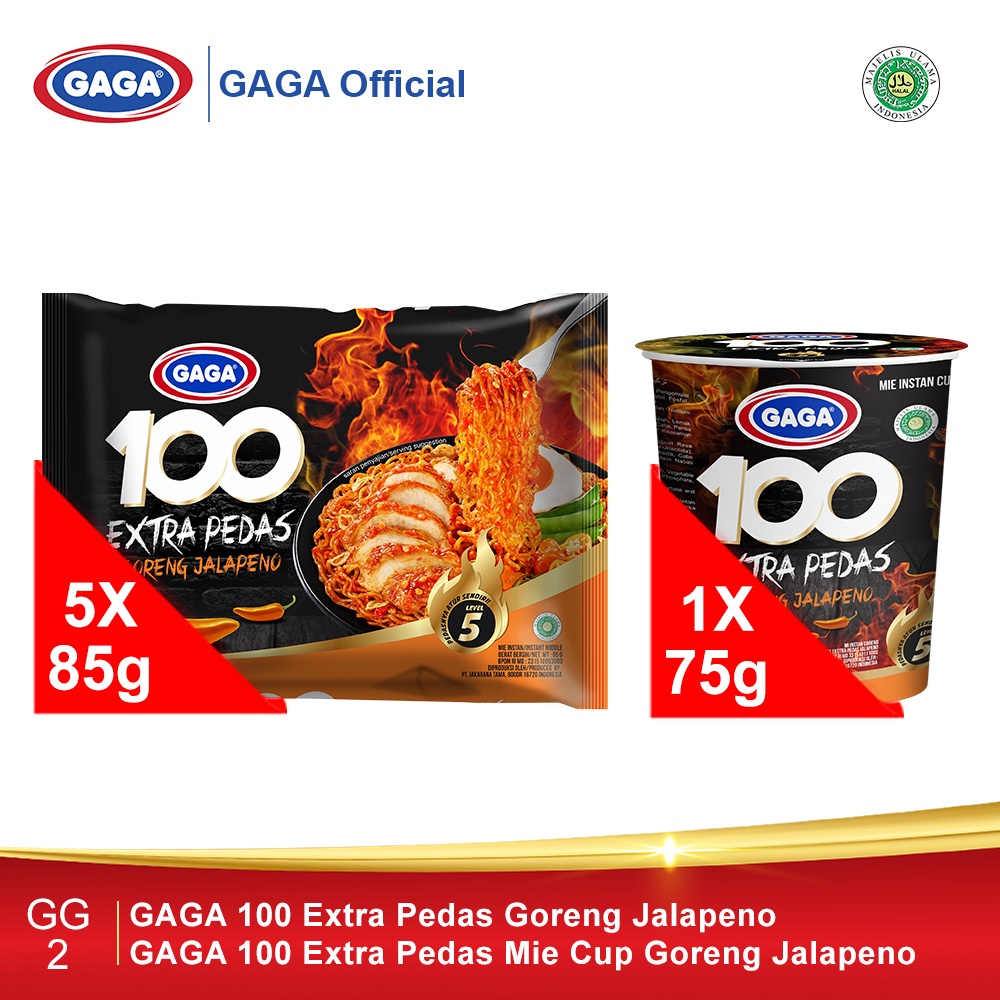 

Beli 5 pcs GAGA 100 Goreng Extra Pedas Jalapeno GRATIS 1 pc Mie Cup Goreng Jalapeno. (GG2)