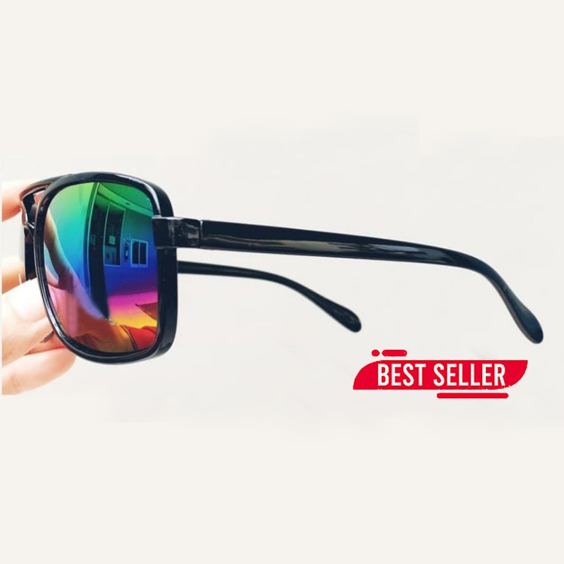 Kacamata hitam pria wanita fashion retro color mirror lens style korean sunglasses kaca mata gaya