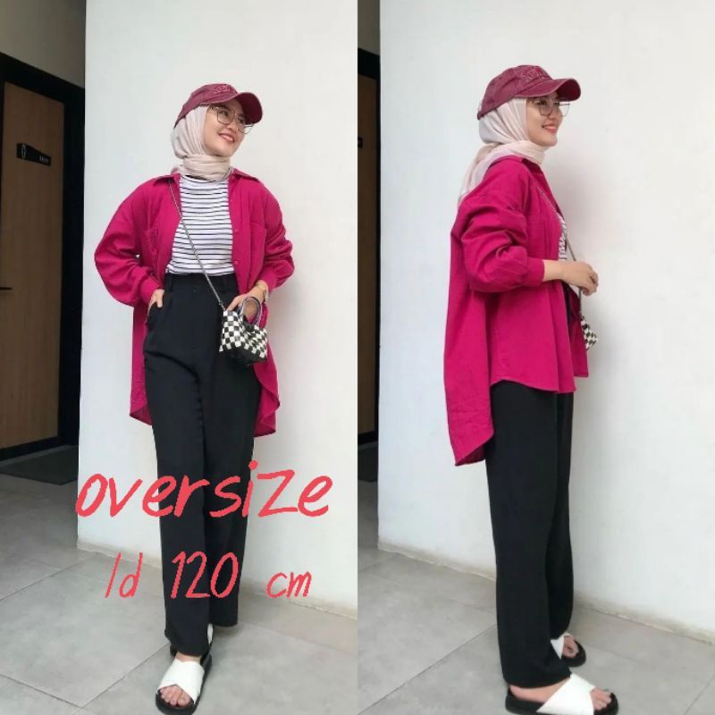 Premium Kemeja Wanita Oversize Linen / Olivia Shirt Kemeja Polos