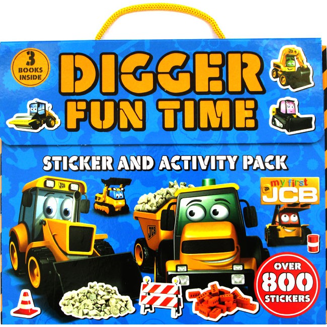 BUKU STICKER My First JCB Digger Fun Time Sticker and Activity Pack with 3 Books Inside