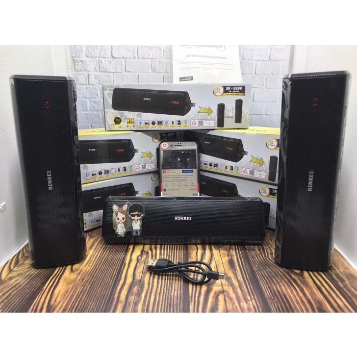 Speaker Bluetooth Portable Super Bass Rinrei Sr-8899C Speaker Wireless Murah Promo