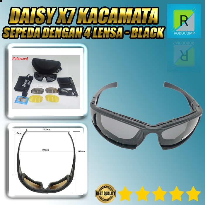 Daisy Kacamata X7 Sepeda Dengan 4 Lensa - Black
