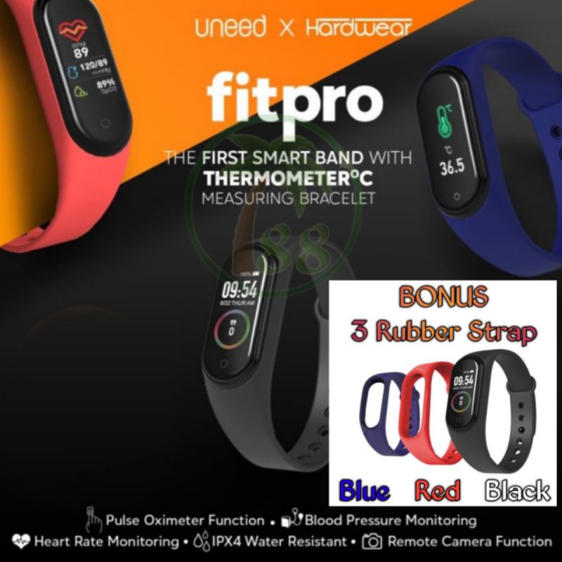 Uneed Hardwear Fitpro Smartband With Thermometer Pengukur Suhu Tubuh Original New