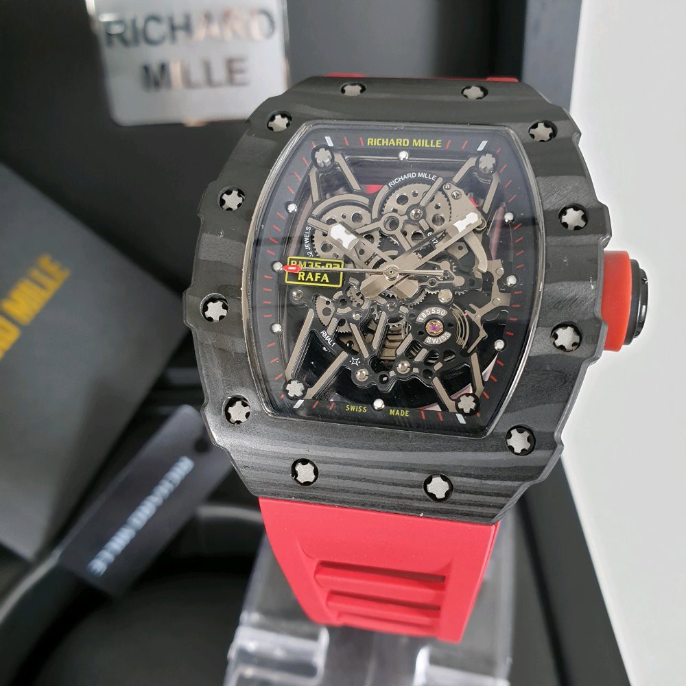 Jam Tangan Pria R1card Mill3 RM35 02 black red carbon Swissclone