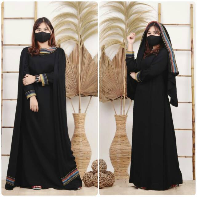 Gamis Jubah dan Masker Etnik Tenun Thailand ORI