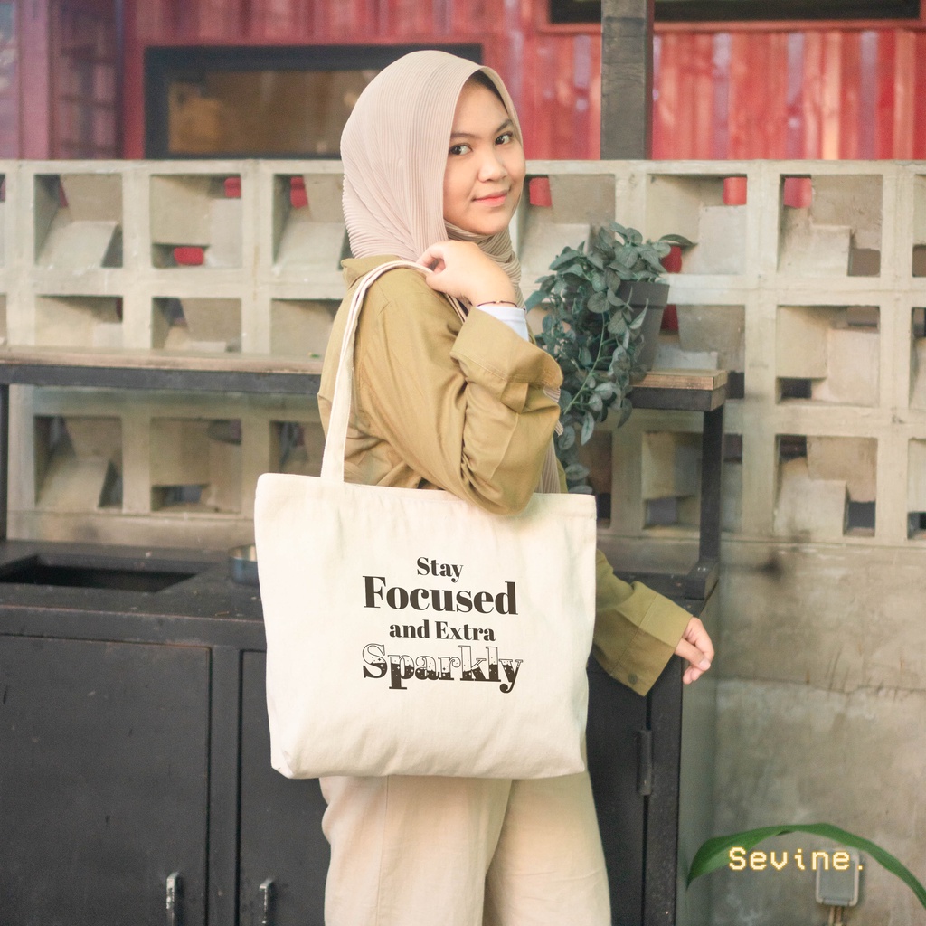 Sevine Tote Bag Kanvas Emily Tas Resleting Wanita Kuliah Fashion Laptop Totebag Quotes Aesthetic Vintage Series - CGW