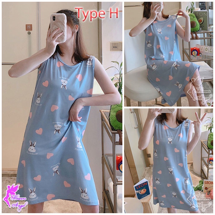 Daster Kaos Murah Tanpa Lengan Wanita Sexy Sleepwear-2