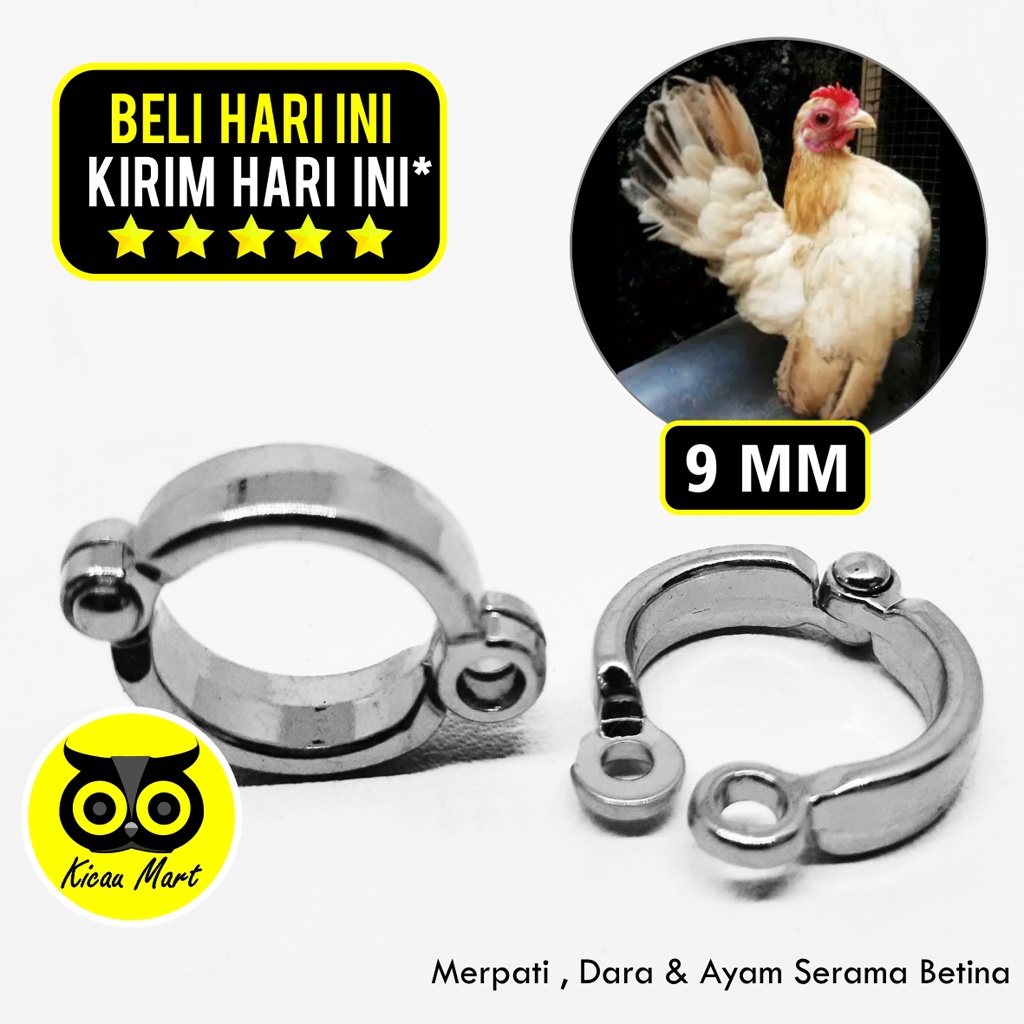 RING KAKI BURUNG STAINLESS STEEL IMPORT 9 MM RING GELANG MERPATI TINGGI POS AYAM SERAMA BETINA RCG9MM