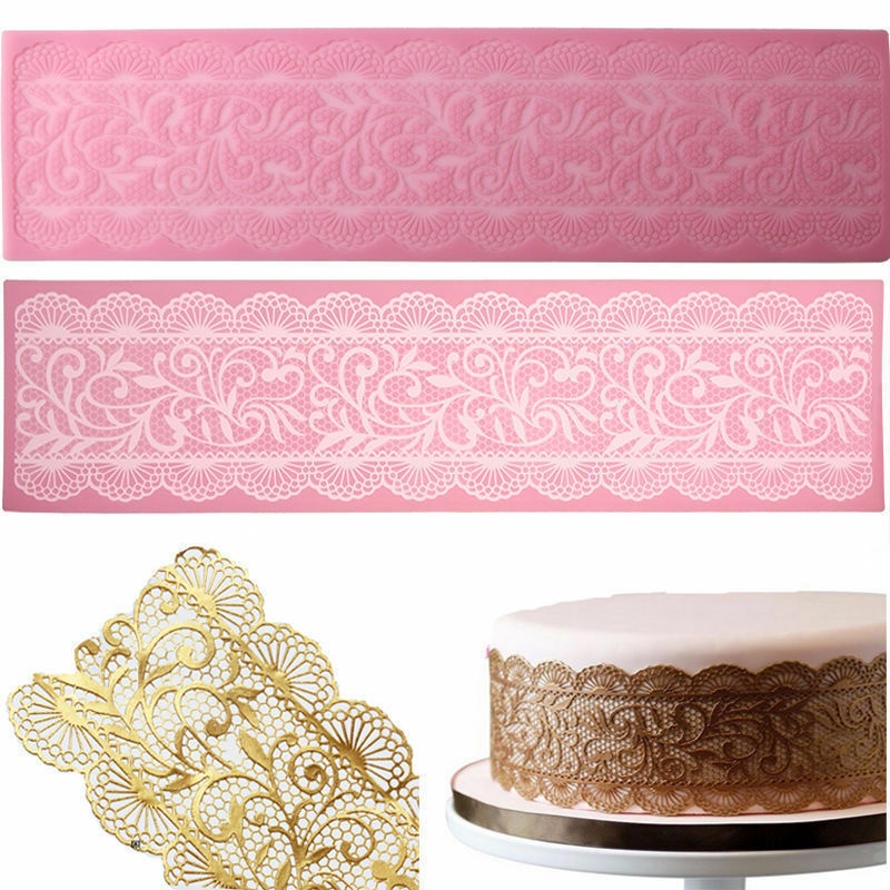 Cetakan Fondant Bahan Silikon Bentuk Renda Bunga Untuk Dekorasi Kue Pernikahan