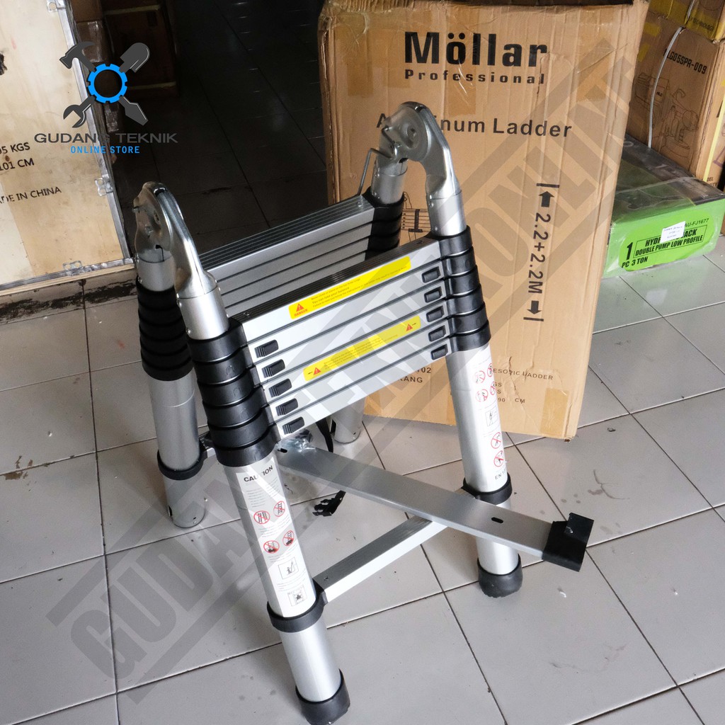 Tangga Teleskopik Type A Double 4.4 meter Mollar - Telescopic Ladder Tipe A 4.4M Tangga Lipat