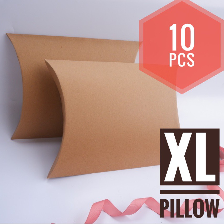 

[HARGA 10 PCS] PILLOW BOX KRAFT EXTRA LARGE / Packaging / Paperbag (XL Kraft 350gr, 33 x 26 x 8 cm)