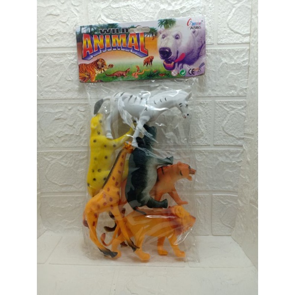 Promo ( Cod ) Mainan edukasi anak Hewan / Animal karakter kuda harimau singa zebra jerapah isi 6