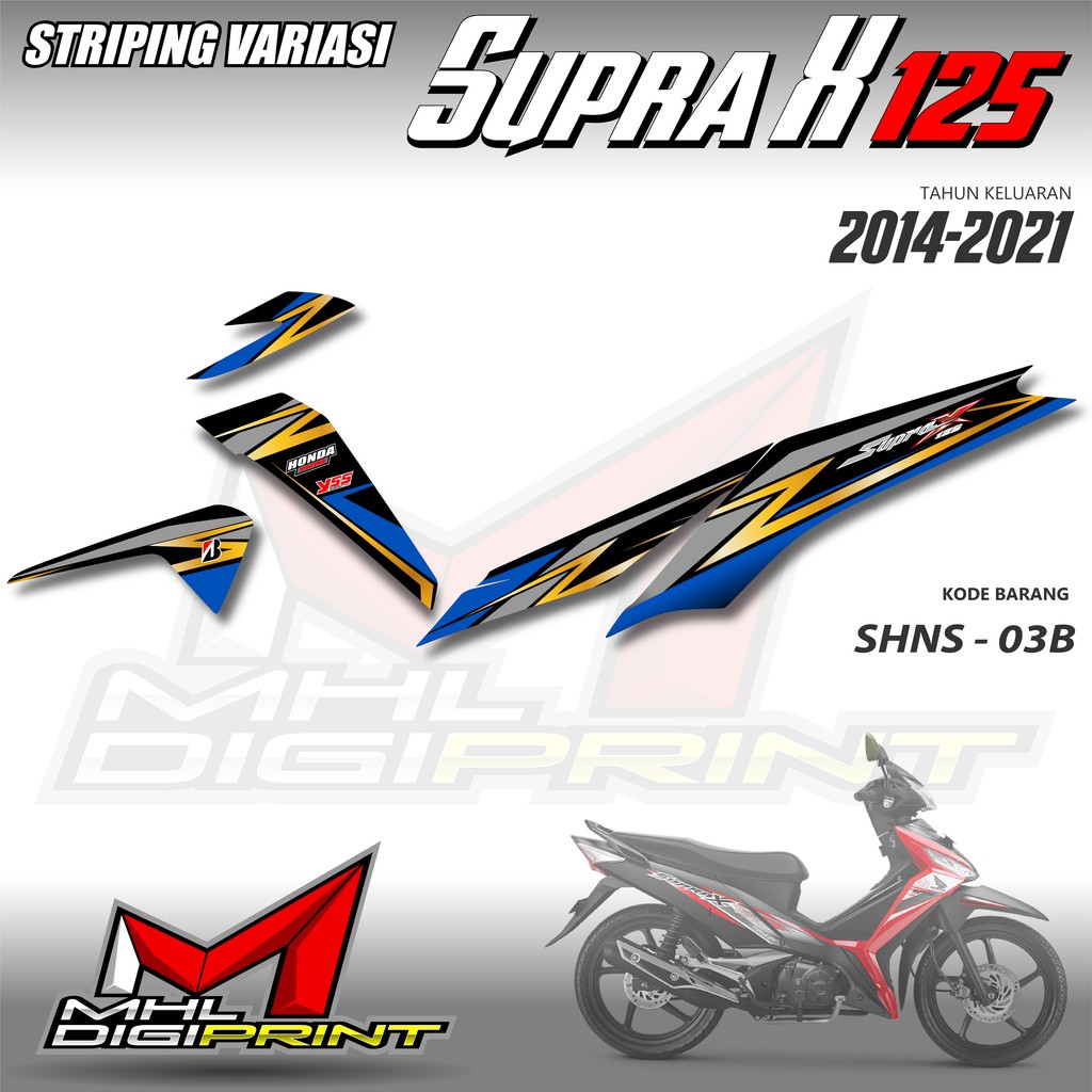 STRIPING VARIASI SUPRA X 125 - STIKER SUPRA X 125 GENERASI TERAKHIR - SHNS 03