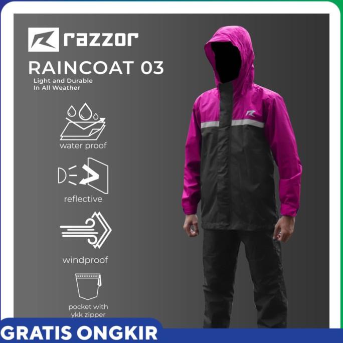 Baru Rainshield Rainsuit Pria Wanita Jas Hujan Motor Raincoat Razzor 0 Belvina453